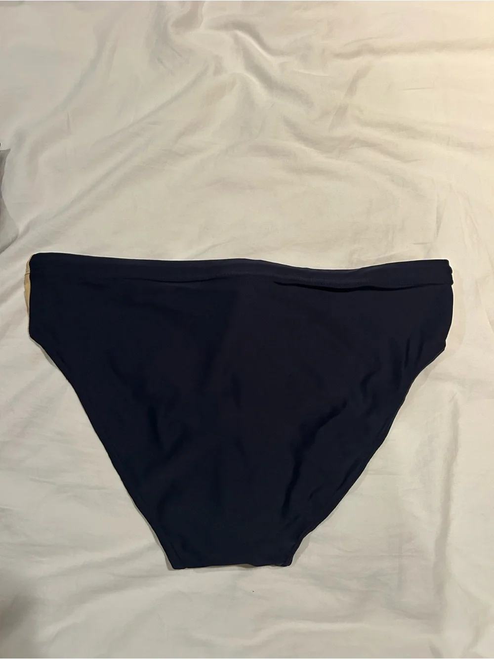 Men's Navy and Tan Swim Trunks with Contrast Panels
